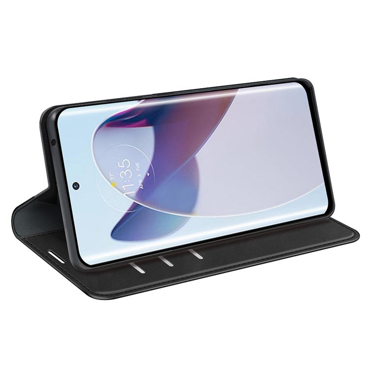 For Motorola Moto X30 Pro 5G / Edge 30 Ultra 5G Skin-touch Feeling Phone Cover Magnetic Auto-absorbed PU Leather Case with Stand Wallet - Black