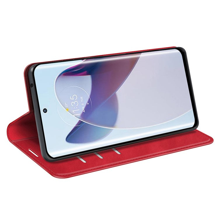 For Motorola Moto X30 Pro 5G / Edge 30 Ultra 5G Skin-touch Feeling Phone Cover Magnetic Auto-absorbed PU Leather Case with Stand Wallet - Red