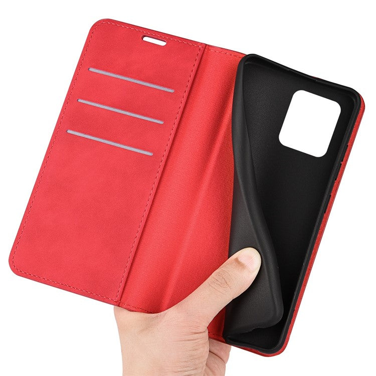 For Motorola Moto X30 Pro 5G / Edge 30 Ultra 5G Skin-touch Feeling Phone Cover Magnetic Auto-absorbed PU Leather Case with Stand Wallet - Red