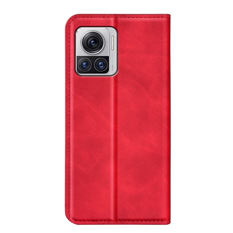 For Motorola Moto X30 Pro 5G / Edge 30 Ultra 5G Skin-touch Feeling Phone Cover Magnetic Auto-absorbed PU Leather Case with Stand Wallet - Red