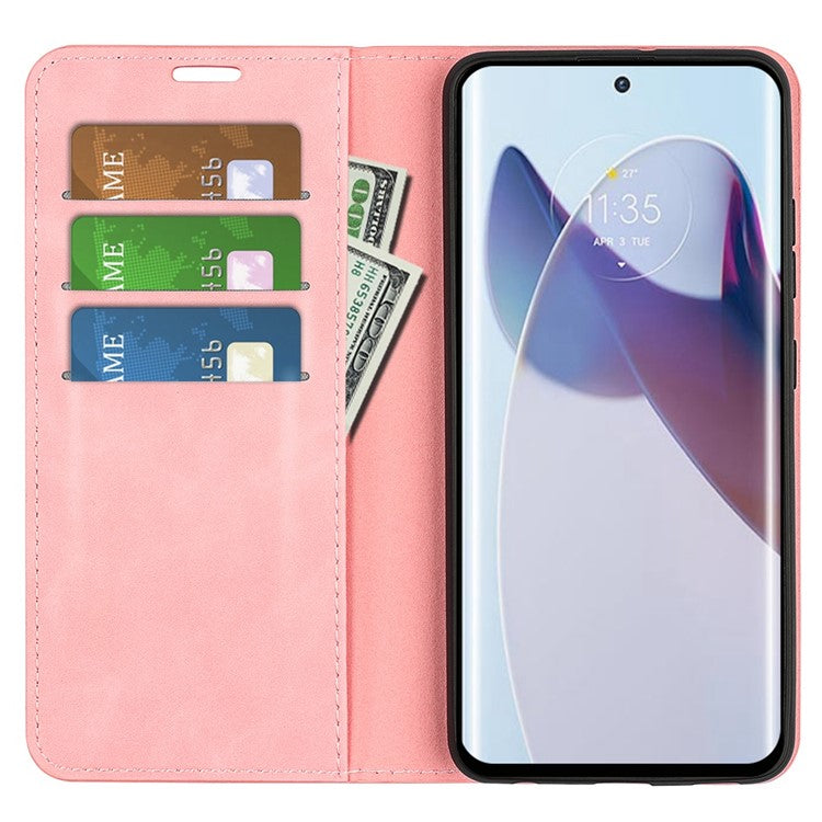 For Motorola Moto X30 Pro 5G / Edge 30 Ultra 5G Skin-touch Feeling Phone Cover Magnetic Auto-absorbed PU Leather Case with Stand Wallet - Pink
