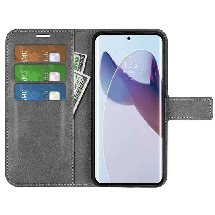 For Motorola Moto X30 Pro 5G / Edge 30 Ultra 5G Textured PU Leather Stand Wallet Case Square Magnetic Clasp Shockproof Phone Cover - Grey