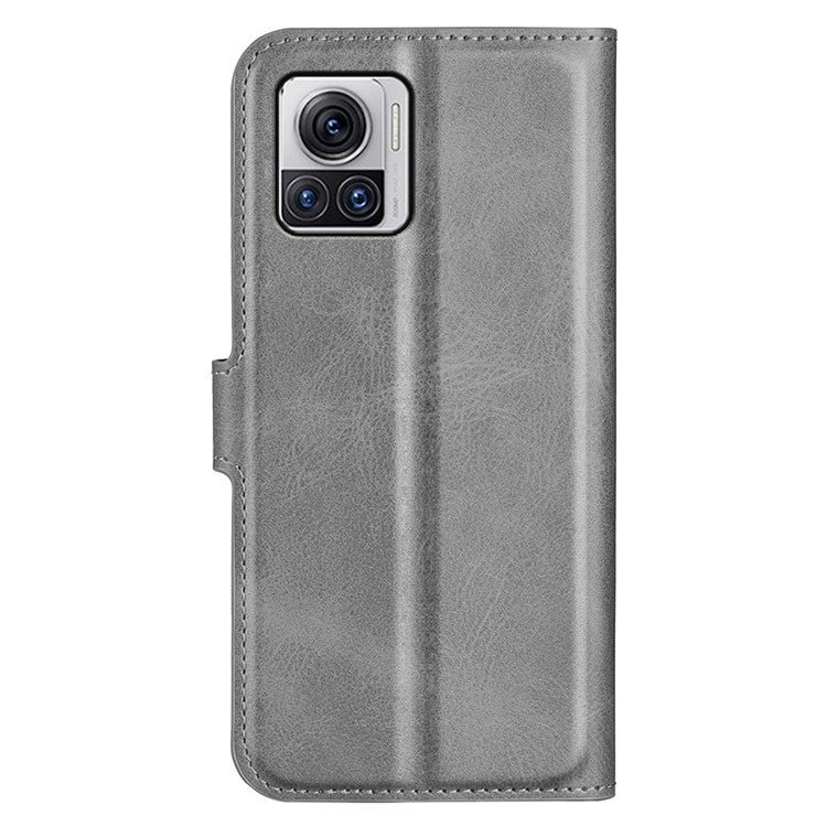 For Motorola Moto X30 Pro 5G / Edge 30 Ultra 5G Textured PU Leather Stand Wallet Case Square Magnetic Clasp Shockproof Phone Cover - Grey