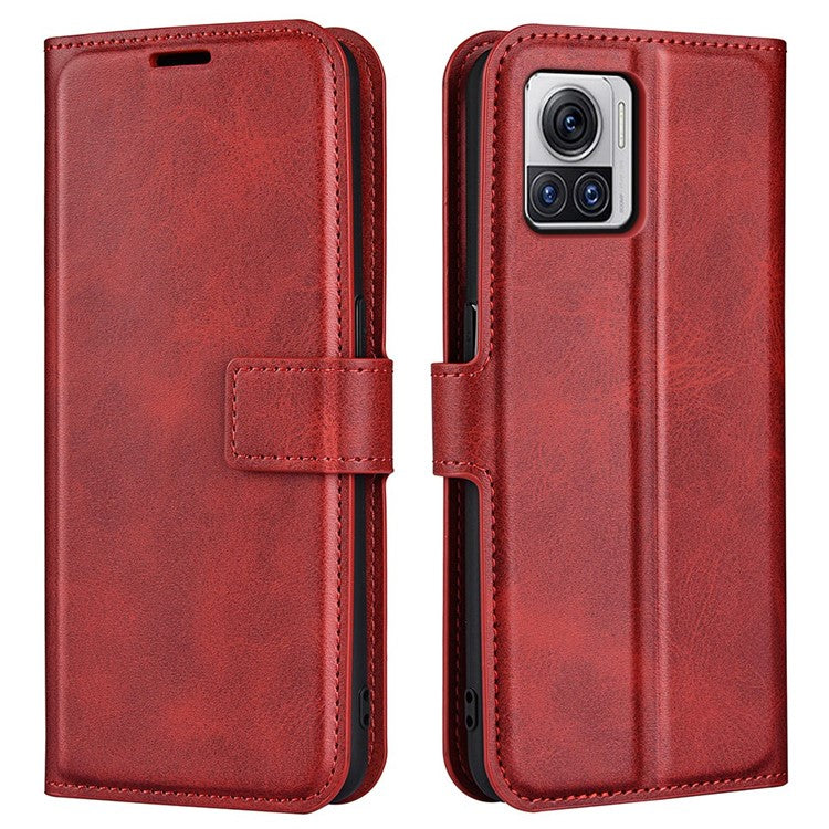 For Motorola Moto X30 Pro 5G / Edge 30 Ultra 5G Textured PU Leather Stand Wallet Case Square Magnetic Clasp Shockproof Phone Cover - Red