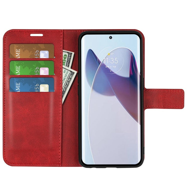 For Motorola Moto X30 Pro 5G / Edge 30 Ultra 5G Textured PU Leather Stand Wallet Case Square Magnetic Clasp Shockproof Phone Cover - Red