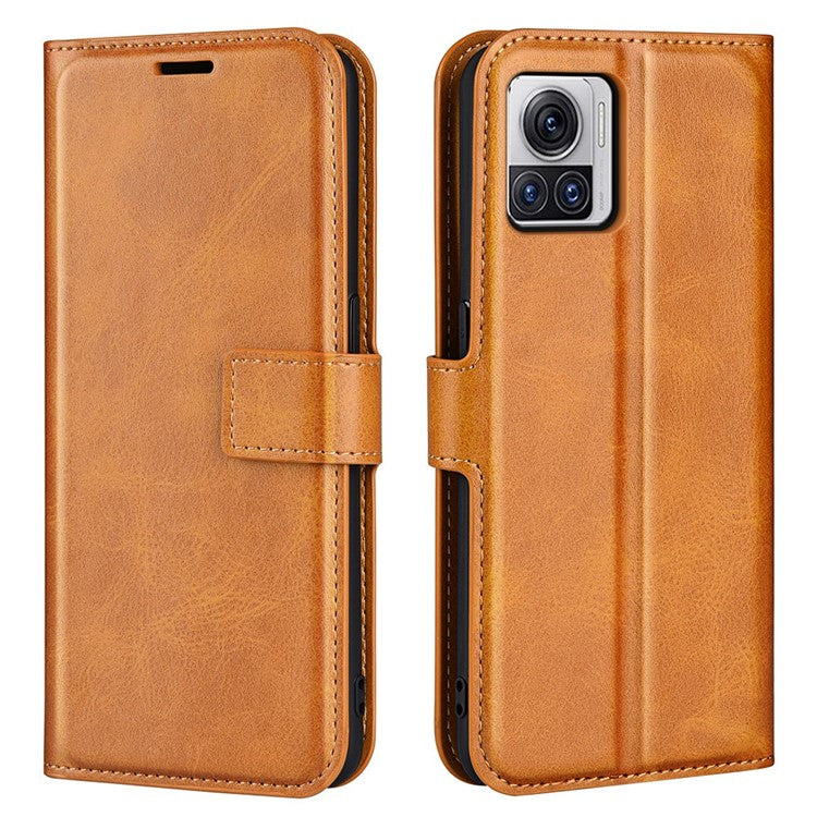 For Motorola Moto X30 Pro 5G / Edge 30 Ultra 5G Textured PU Leather Stand Wallet Case Square Magnetic Clasp Shockproof Phone Cover - Yellow