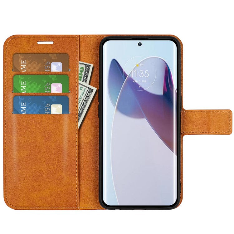 For Motorola Moto X30 Pro 5G / Edge 30 Ultra 5G Textured PU Leather Stand Wallet Case Square Magnetic Clasp Shockproof Phone Cover - Yellow