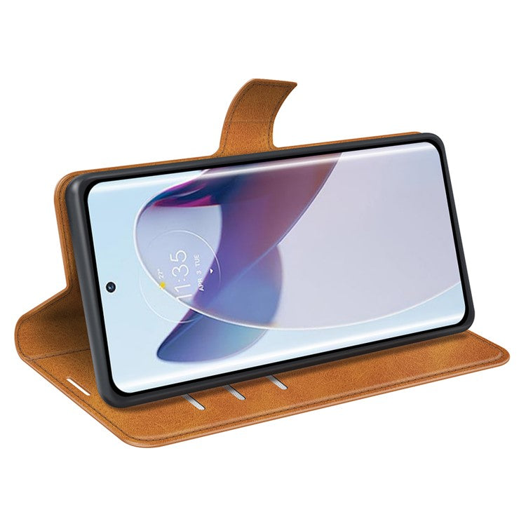 For Motorola Moto X30 Pro 5G / Edge 30 Ultra 5G Textured PU Leather Stand Wallet Case Square Magnetic Clasp Shockproof Phone Cover - Yellow