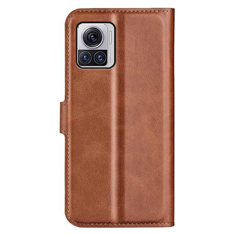 For Motorola Moto X30 Pro 5G / Edge 30 Ultra 5G Textured PU Leather Stand Wallet Case Square Magnetic Clasp Shockproof Phone Cover - Light Brown