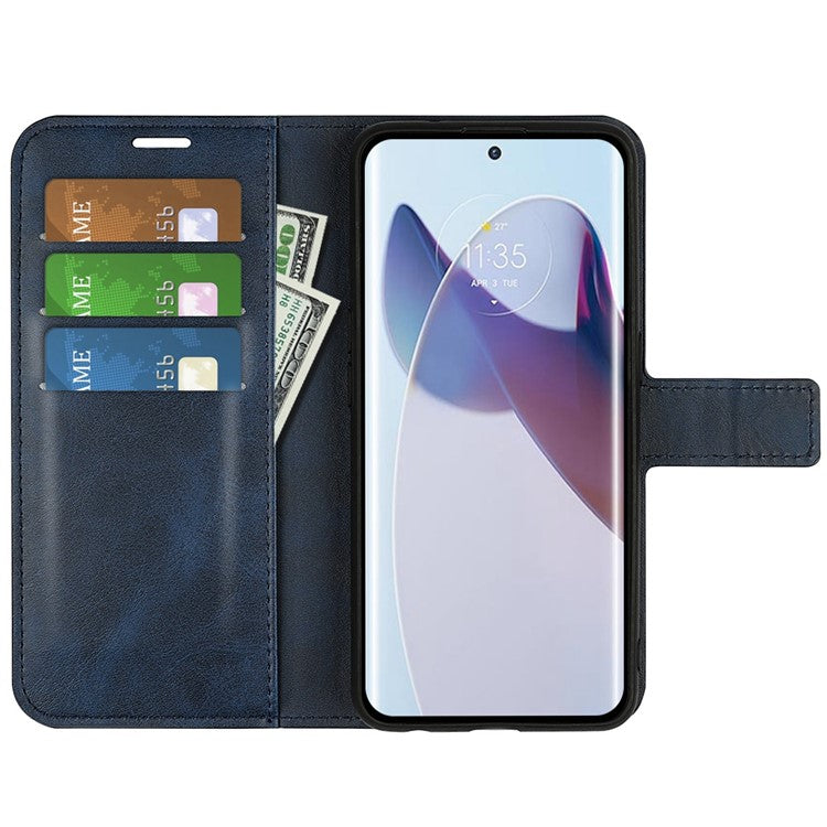 For Motorola Moto X30 Pro 5G / Edge 30 Ultra 5G Textured PU Leather Stand Wallet Case Square Magnetic Clasp Shockproof Phone Cover - Blue