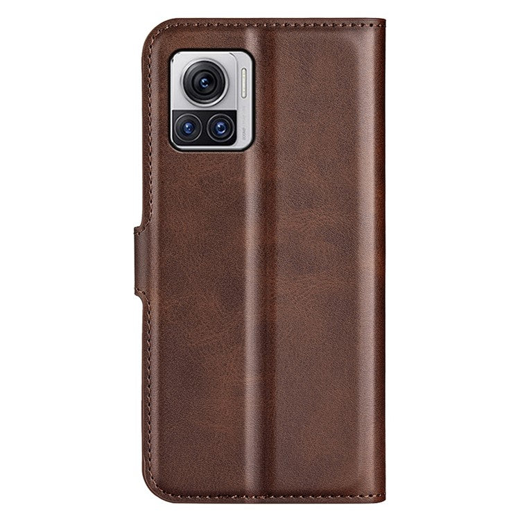 For Motorola Moto X30 Pro 5G / Edge 30 Ultra 5G Textured PU Leather Stand Wallet Case Square Magnetic Clasp Shockproof Phone Cover - Brown