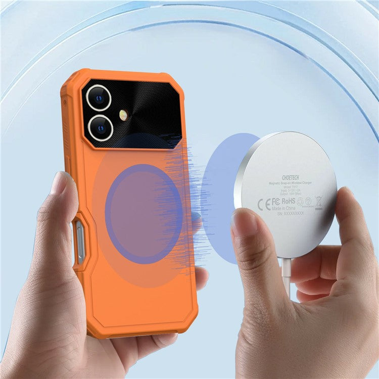 GW24 For iPhone 16 Plus Case Compatible with MagSafe Drop-Proof TPU+PC Phone Protector - Orange