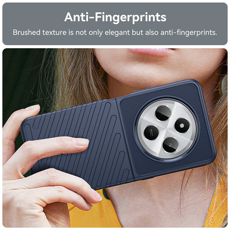 For Xiaomi Poco C75 4G / Redmi 14R 5G / 14C 4G Case Twill Texture TPU Shockproof Protective Phone Cover - Blue