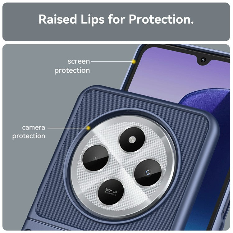 For Xiaomi Poco C75 4G / Redmi 14R 5G / 14C 4G Case Twill Texture TPU Shockproof Protective Phone Cover - Blue