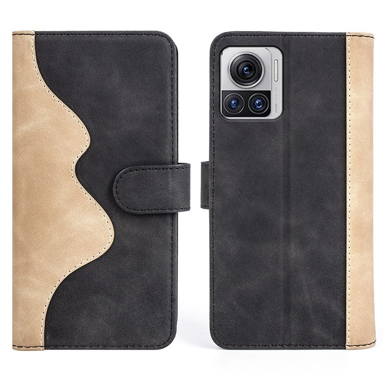 For Motorola Moto X30 Pro 5G / Edge 30 Ultra 5G Phone Case Anti-Drop Shockproof Case Color Splicing PU Leather TPU Cover with Stand Wallet - Black
