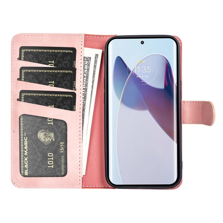 For Motorola Moto X30 Pro 5G / Edge 30 Ultra 5G Phone Case Anti-Drop Shockproof Case Color Splicing PU Leather TPU Cover with Stand Wallet - Pink