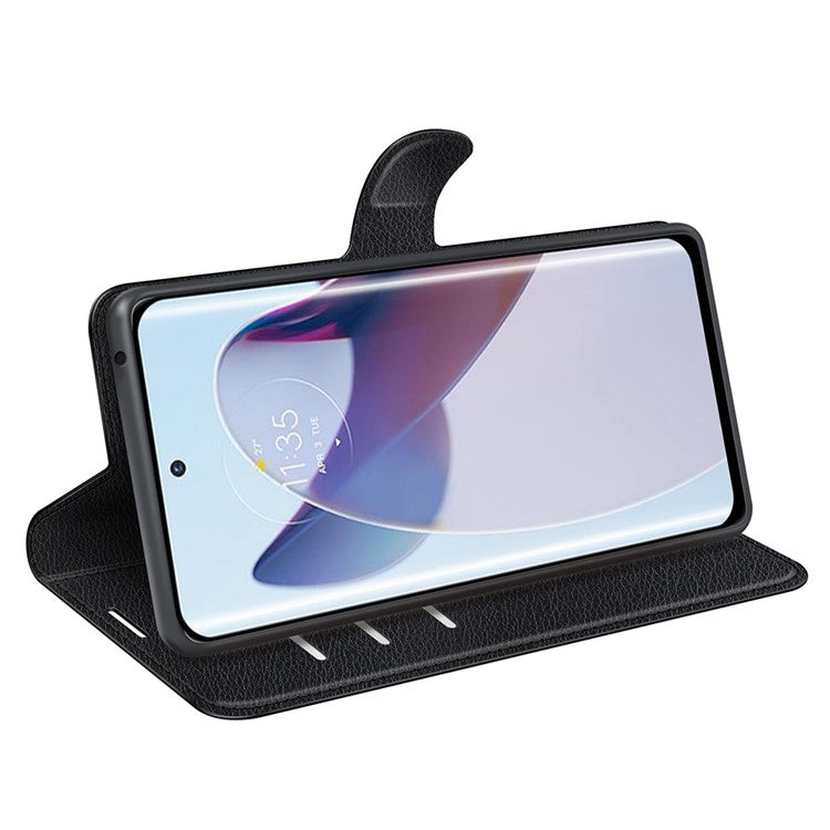 For Motorola Moto X30 Pro 5G / Edge 30 Ultra 5G Drop-proof Litchi Texture Folio Flip Phone Case PU Leather Wallet Stand Protective Cover - Black