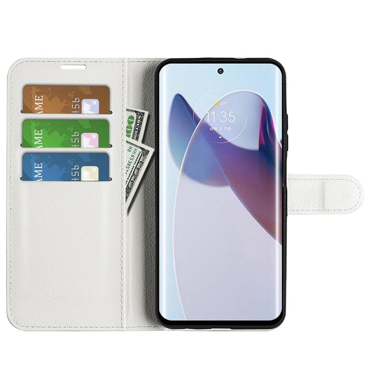 For Motorola Moto X30 Pro 5G / Edge 30 Ultra 5G Drop-proof Litchi Texture Folio Flip Phone Case PU Leather Wallet Stand Protective Cover - White