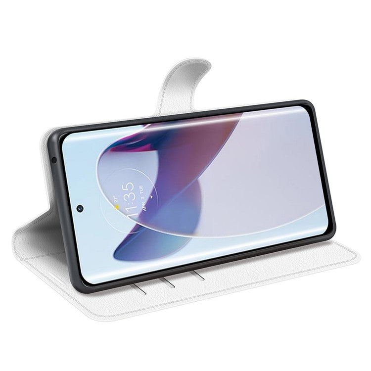 For Motorola Moto X30 Pro 5G / Edge 30 Ultra 5G Drop-proof Litchi Texture Folio Flip Phone Case PU Leather Wallet Stand Protective Cover - White