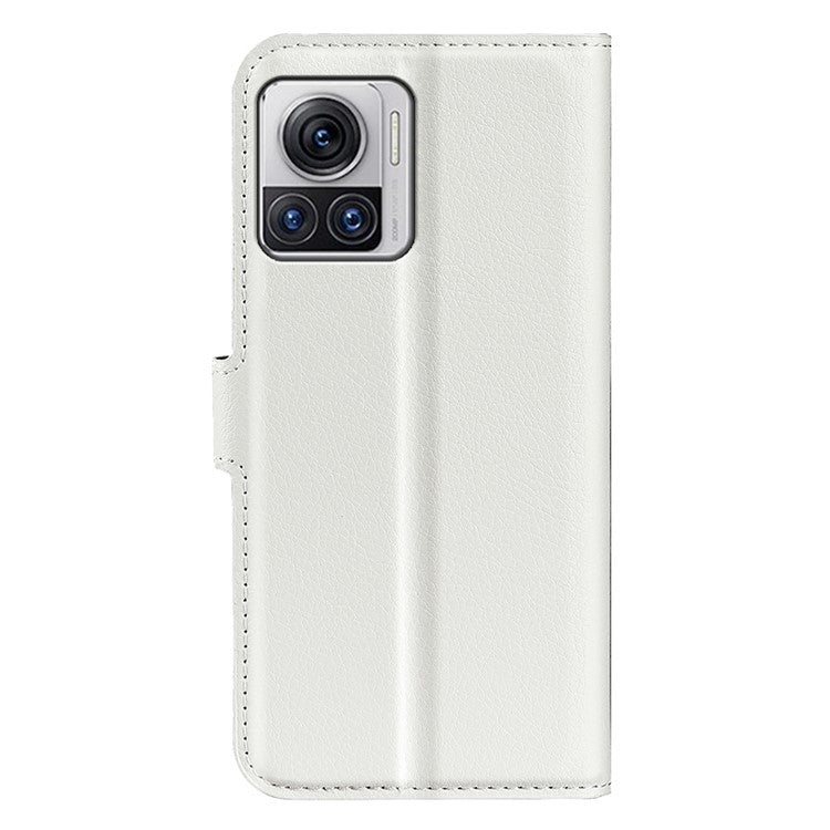 For Motorola Moto X30 Pro 5G / Edge 30 Ultra 5G Drop-proof Litchi Texture Folio Flip Phone Case PU Leather Wallet Stand Protective Cover - White
