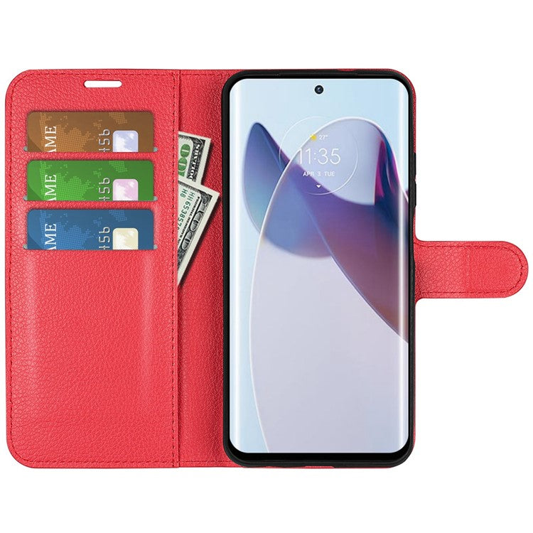 For Motorola Moto X30 Pro 5G / Edge 30 Ultra 5G Drop-proof Litchi Texture Folio Flip Phone Case PU Leather Wallet Stand Protective Cover - Red
