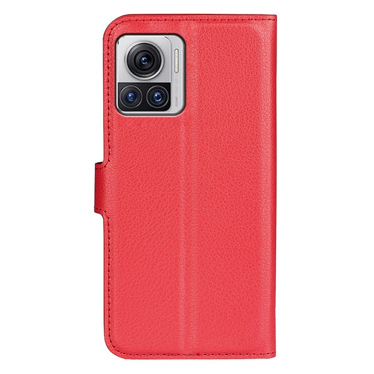 For Motorola Moto X30 Pro 5G / Edge 30 Ultra 5G Drop-proof Litchi Texture Folio Flip Phone Case PU Leather Wallet Stand Protective Cover - Red