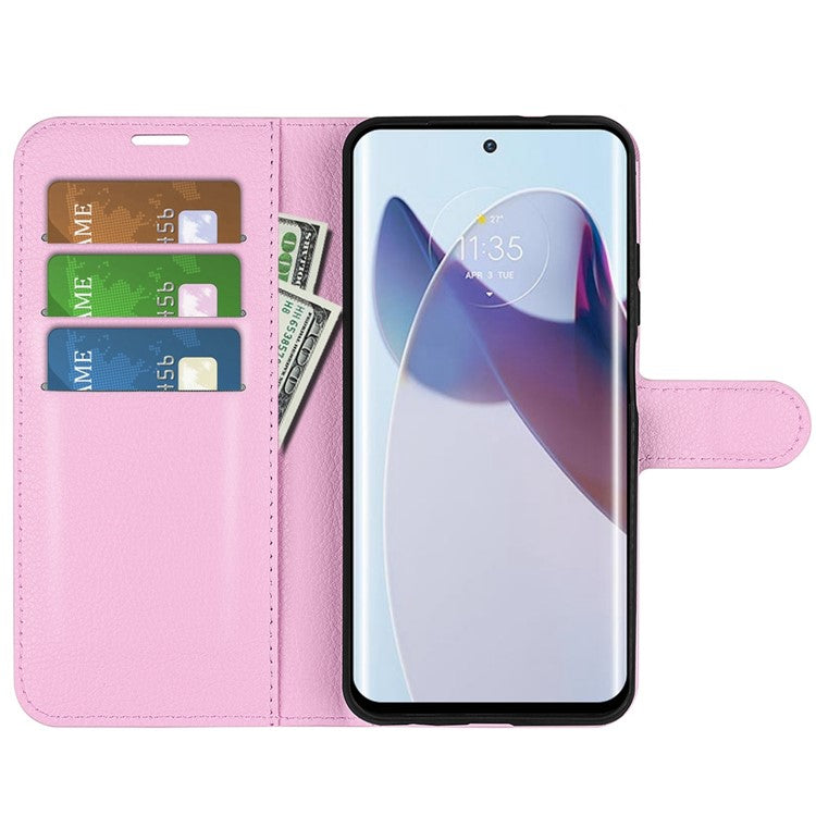 For Motorola Moto X30 Pro 5G / Edge 30 Ultra 5G Drop-proof Litchi Texture Folio Flip Phone Case PU Leather Wallet Stand Protective Cover - Pink