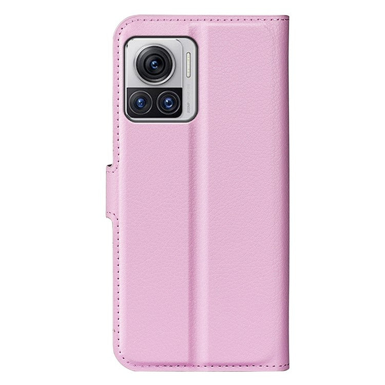 For Motorola Moto X30 Pro 5G / Edge 30 Ultra 5G Drop-proof Litchi Texture Folio Flip Phone Case PU Leather Wallet Stand Protective Cover - Pink