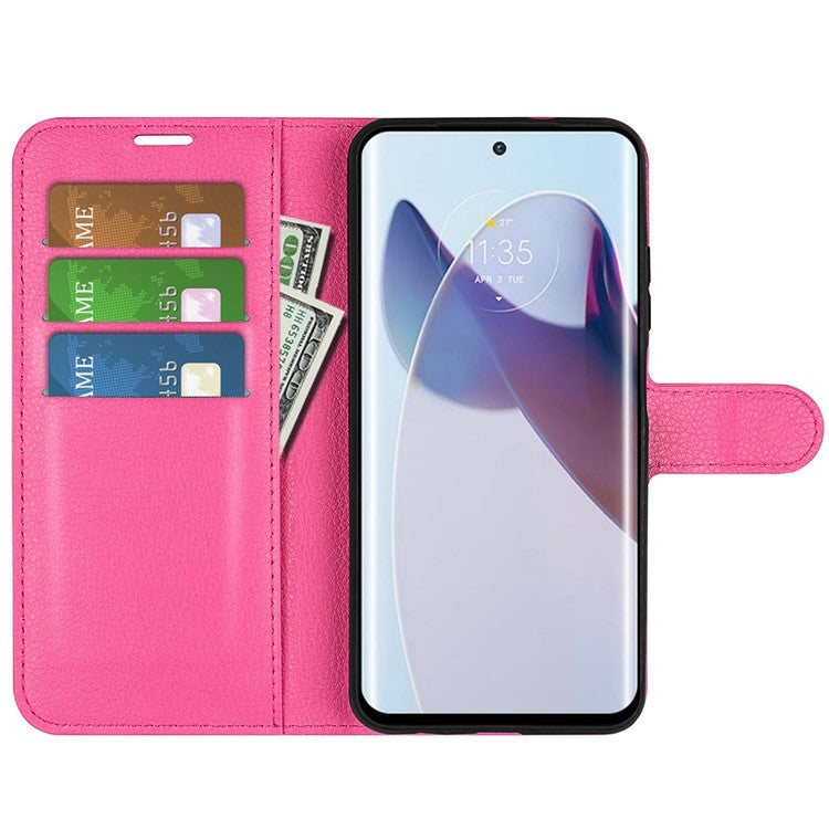 For Motorola Moto X30 Pro 5G / Edge 30 Ultra 5G Drop-proof Litchi Texture Folio Flip Phone Case PU Leather Wallet Stand Protective Cover - Rose