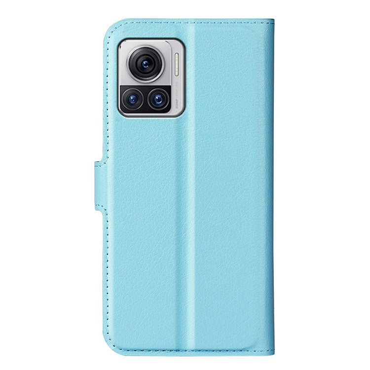 For Motorola Moto X30 Pro 5G / Edge 30 Ultra 5G Drop-proof Litchi Texture Folio Flip Phone Case PU Leather Wallet Stand Protective Cover - Blue