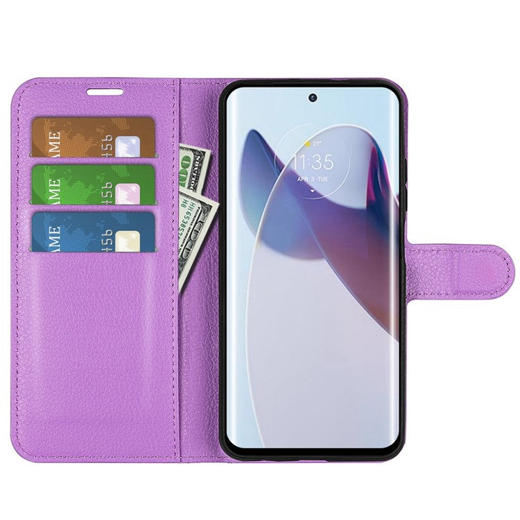 For Motorola Moto X30 Pro 5G / Edge 30 Ultra 5G Drop-proof Litchi Texture Folio Flip Phone Case PU Leather Wallet Stand Protective Cover - Purple