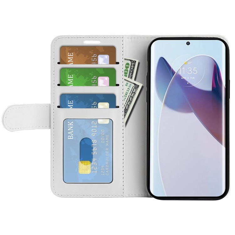 Crazy Horse Texture Phone Case for Motorola Moto X30 Pro 5G / Edge 30 Ultra 5G, PU Leather Foldable Stand Wallet Drop-proof Cover - White