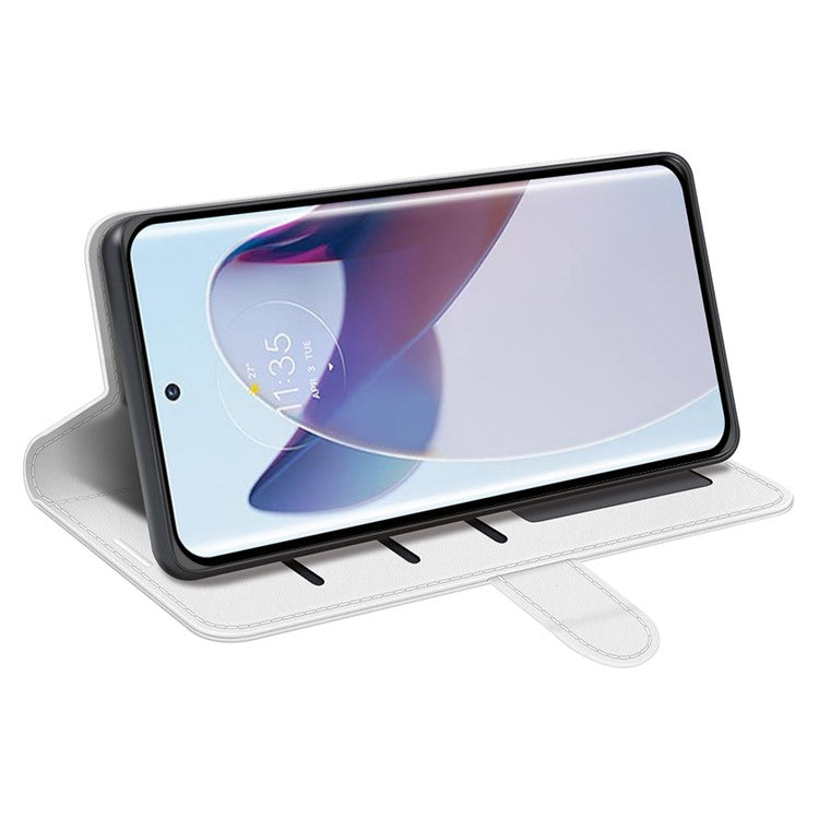 Crazy Horse Texture Phone Case for Motorola Moto X30 Pro 5G / Edge 30 Ultra 5G, PU Leather Foldable Stand Wallet Drop-proof Cover - White