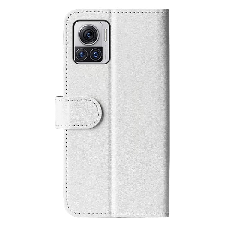 Crazy Horse Texture Phone Case for Motorola Moto X30 Pro 5G / Edge 30 Ultra 5G, PU Leather Foldable Stand Wallet Drop-proof Cover - White