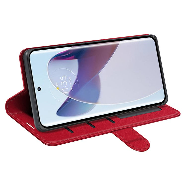 Crazy Horse Texture Phone Case for Motorola Moto X30 Pro 5G / Edge 30 Ultra 5G, PU Leather Foldable Stand Wallet Drop-proof Cover - Red
