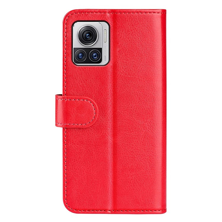 Crazy Horse Texture Phone Case for Motorola Moto X30 Pro 5G / Edge 30 Ultra 5G, PU Leather Foldable Stand Wallet Drop-proof Cover - Red