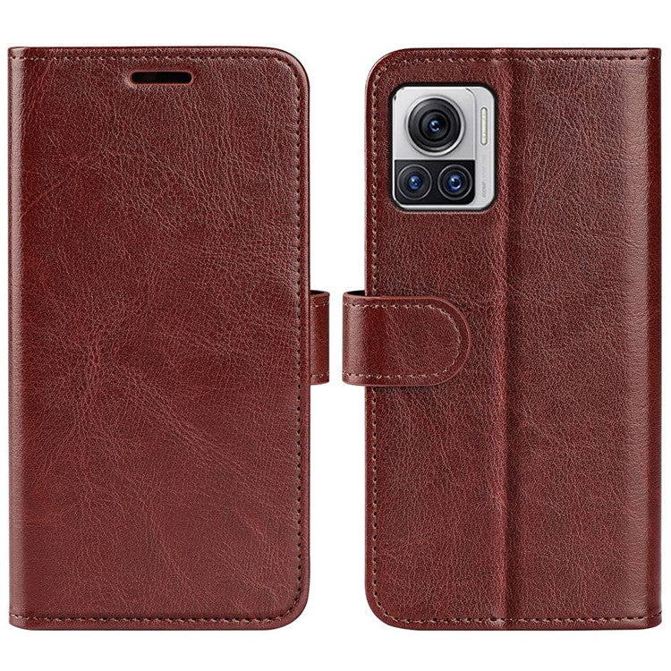 Crazy Horse Texture Phone Case for Motorola Moto X30 Pro 5G / Edge 30 Ultra 5G, PU Leather Foldable Stand Wallet Drop-proof Cover - Brown