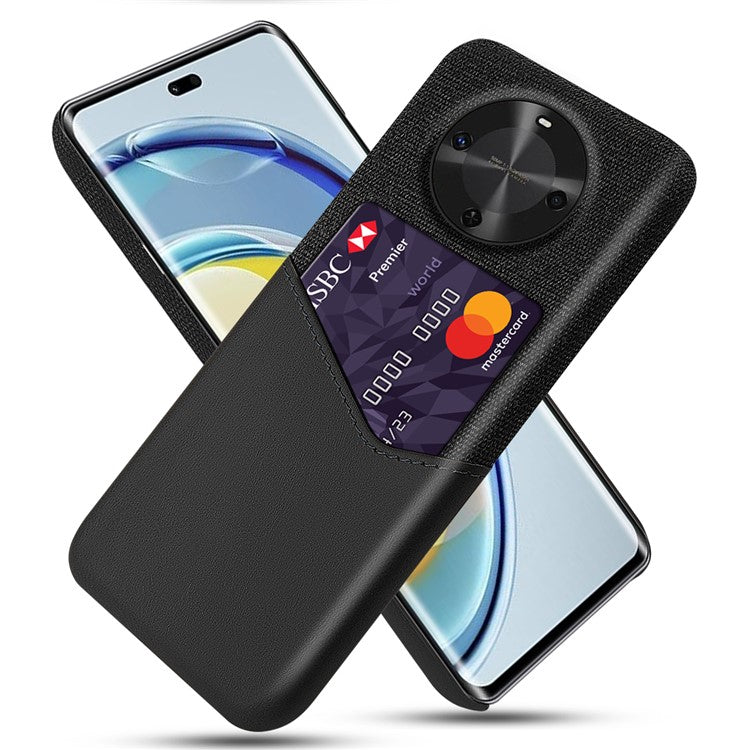 For Huawei Maimang 30 5G Case Cloth Texture PU Leather Hard PC Card Slot Phone Cover - Black