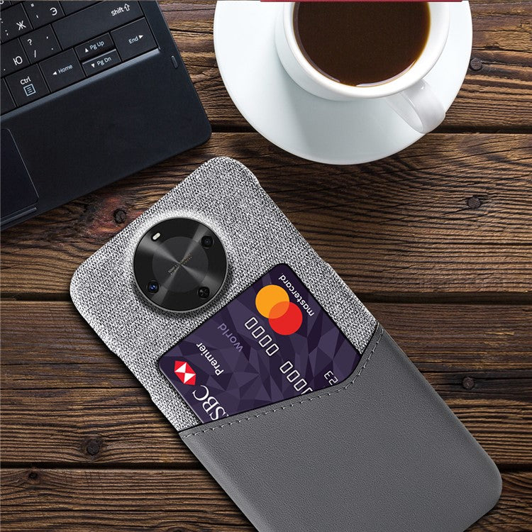 For Huawei Maimang 30 5G Case Cloth Texture PU Leather Hard PC Card Slot Phone Cover - Grey