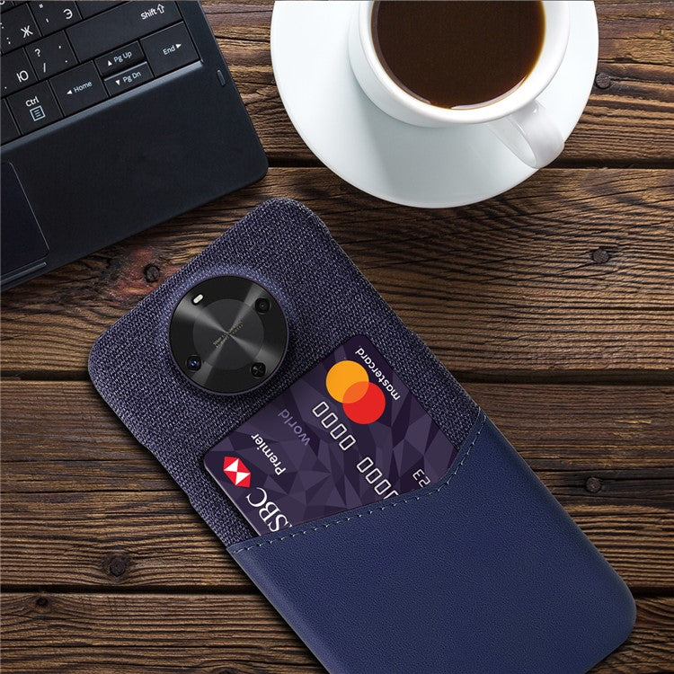 For Huawei Maimang 30 5G Case Cloth Texture PU Leather Hard PC Card Slot Phone Cover - Blue