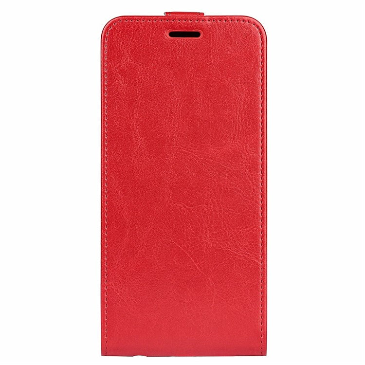 For Motorola Moto X30 Pro 5G / Edge 30 Ultra 5G Crazy Horse Texture Phone Case Anti-scratch PU Leather Vertical Flip Cover with Card Holder - Red