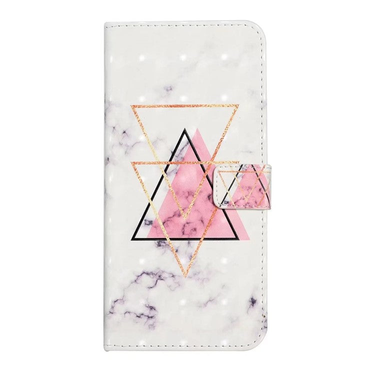 For Xiaomi Poco C75 4G / Redmi 14R 5G / 14C 4G Case 3D Creative Pattern PU Leather Stand Phone Cover - Triangle Marble