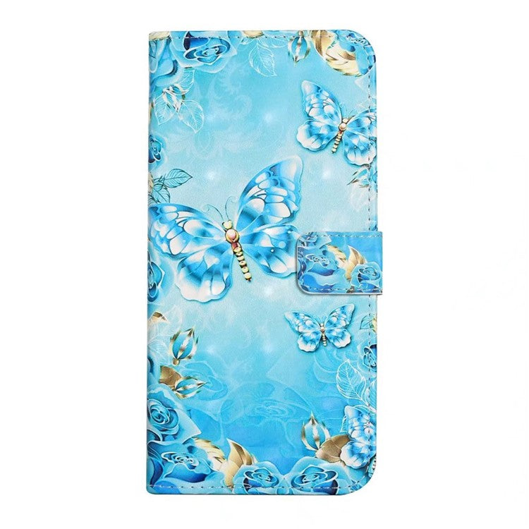 For Xiaomi Poco C75 4G / Redmi 14R 5G / 14C 4G Case 3D Creative Pattern PU Leather Stand Phone Cover - Blue Butterfly