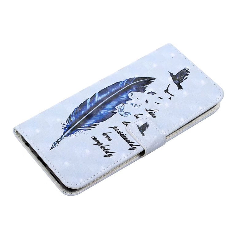 For Xiaomi Poco C75 4G / Redmi 14R 5G / 14C 4G Case 3D Creative Pattern PU Leather Stand Phone Cover - Blue Feather