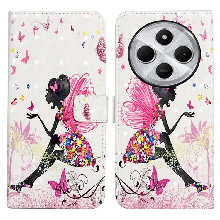 For Xiaomi Poco C75 4G / Redmi 14R 5G / 14C 4G Case 3D Creative Pattern PU Leather Stand Phone Cover - Girl