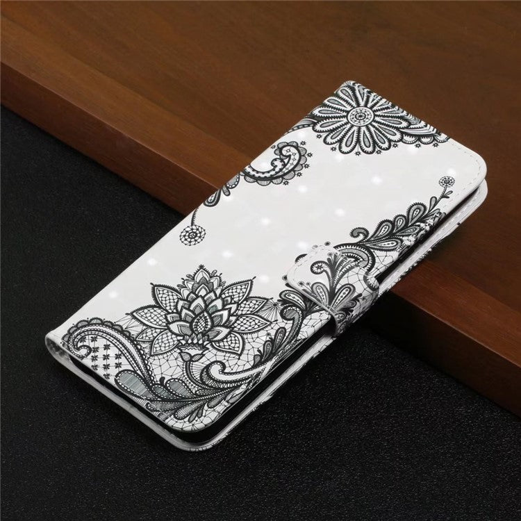 For Xiaomi Poco C75 4G / Redmi 14R 5G / 14C 4G Case 3D Creative Pattern PU Leather Stand Phone Cover - Lace Flower