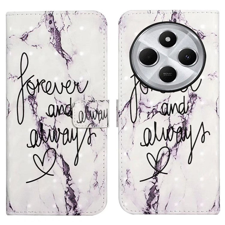 For Xiaomi Poco C75 4G / Redmi 14R 5G / 14C 4G Case 3D Creative Pattern PU Leather Stand Phone Cover - Forever and Always