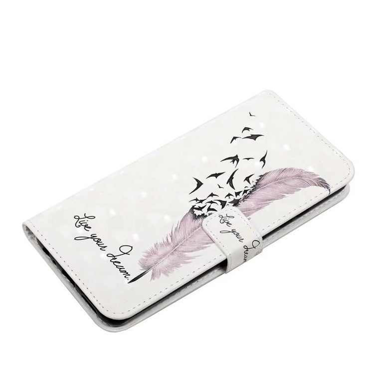 For Xiaomi Poco C75 4G / Redmi 14R 5G / 14C 4G Case 3D Creative Pattern PU Leather Stand Phone Cover - Feather