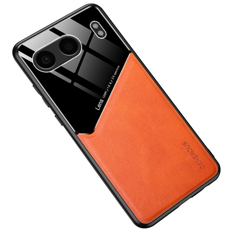 For OnePlus Nord 4 Case Leather Coated PC+TPU Phone Back Cover - Orange