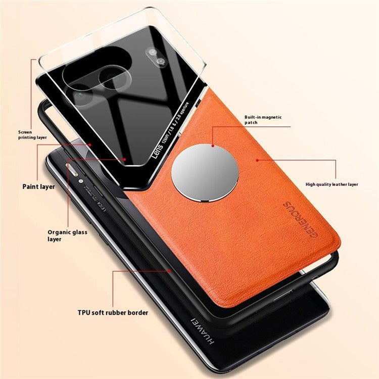 For OnePlus Nord 4 Case Leather Coated PC+TPU Phone Back Cover - Orange